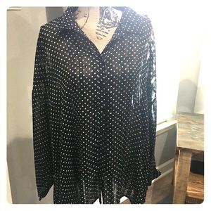 Polka dot cold shoulder blouse